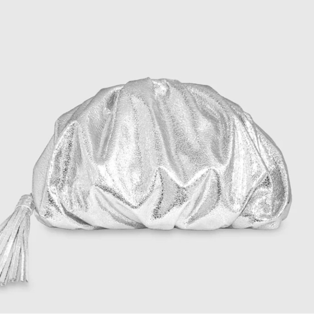 Rebecca Minkoff Ruched Silver Clutch Bag